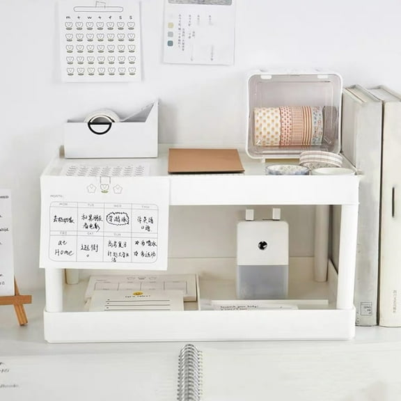 Raindrops 1Pcs Cosmetics Storage Rack White 11In X 7.4In X 5.9In Double Layer Sundries Shelf for Bathroom