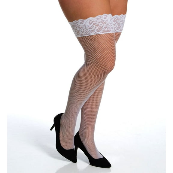 Dreamgirl Plus Size Laced Stay-up Fishnet Thigh High