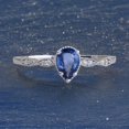thumbnail image 3 of Sterling Silver Simulated Blue Sapphire Pear Cut Ring For Women, 3 of 6