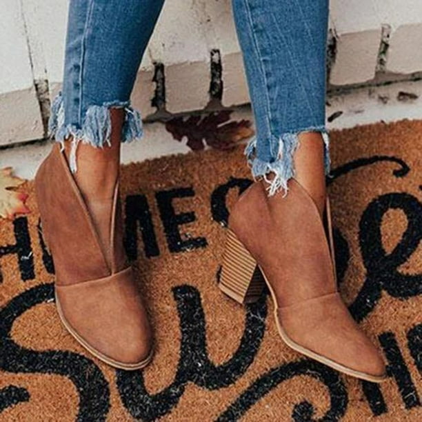 Zapatos informales cómodos de estilo británico de cuero con punta redonda para mujer a la moda, zapatos de tacón alto Wmkox8yii hfjk521