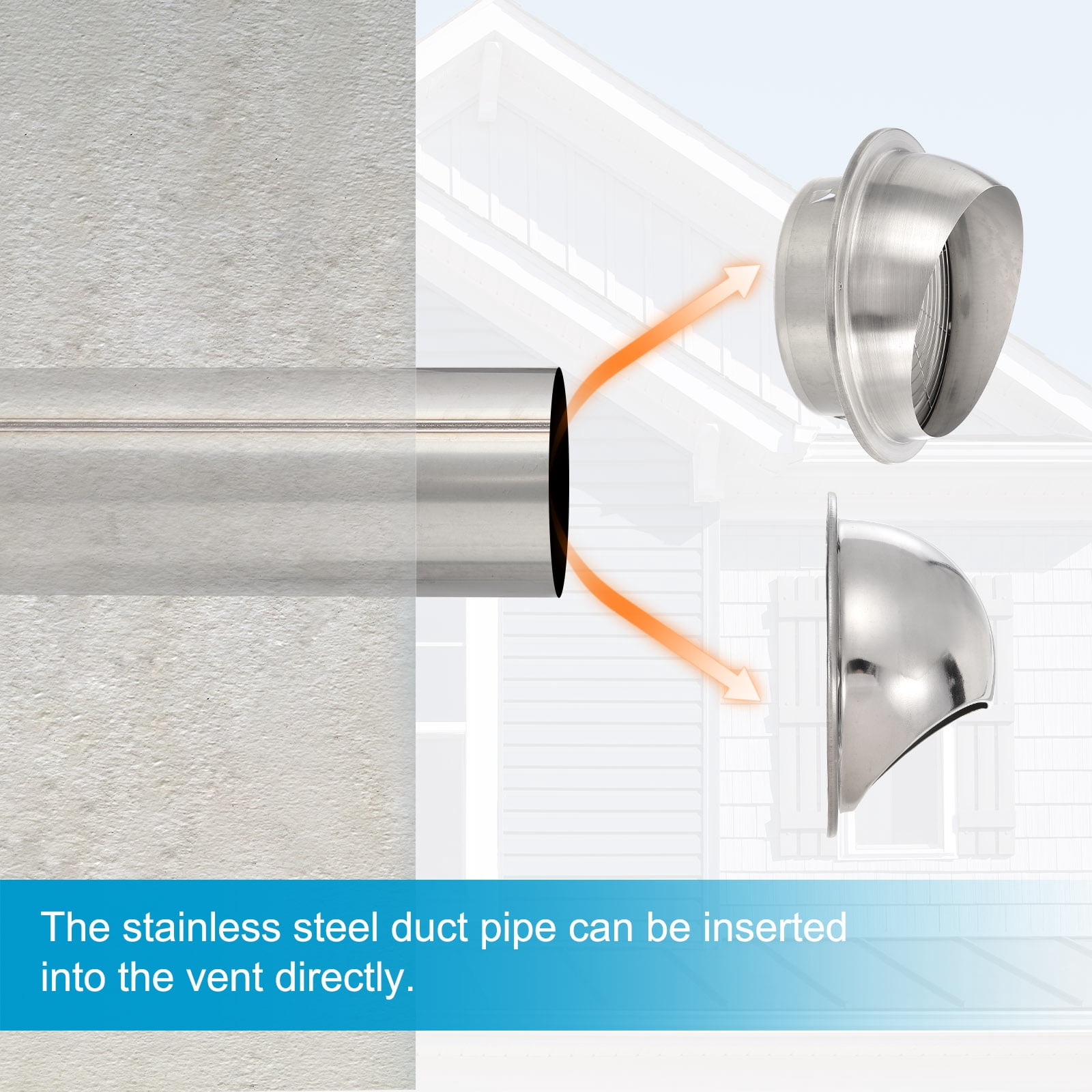 Uxcell 4 Inch Round Straight 12 Inch Long Stainless Steel Duct Exhaust Pipe