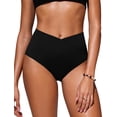 thumbnail image 1 of Bombacha de Bikini CRZ YOGA Cintura Alta con Corte en V Negra Mediana, 1 of 5