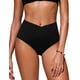 thumbnail image 1 of Parte inferior de bikini CRZ YOGA de tiro alto con corte en V, negro, talla L, 1 of 5