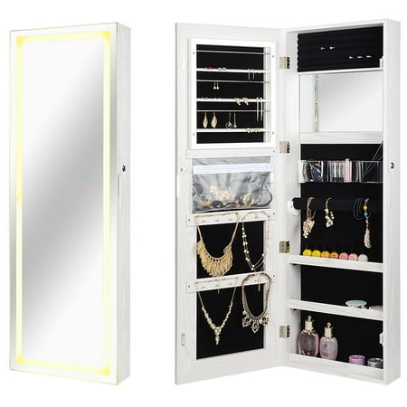 Sortwise Jewelry Armoire With Led Strip Wall Door Mounted
