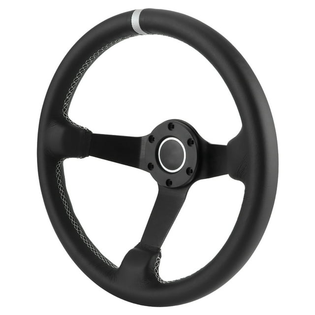 Steering Wheel Racing Steering Wheel Steering Wheel Replacement Car Modified Accessory 350mm/14in For Style 6- Black Leather Racing Steering Wheel W/ Horn