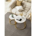 thumbnail image 2 of YORKING Nesting Coffee Table Set of 2, Round Table, Morden End Side Table Night Stand for Bedroom Dining Room (Marble White), 2 of 8