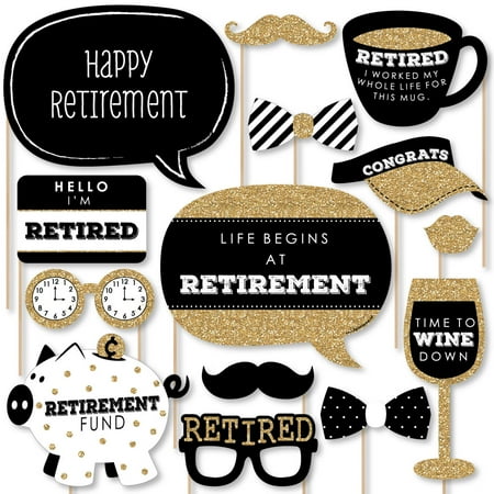 Happy Retirement - Retirement Party Photo Booth Props Kit - 20 Count - Walmart.com