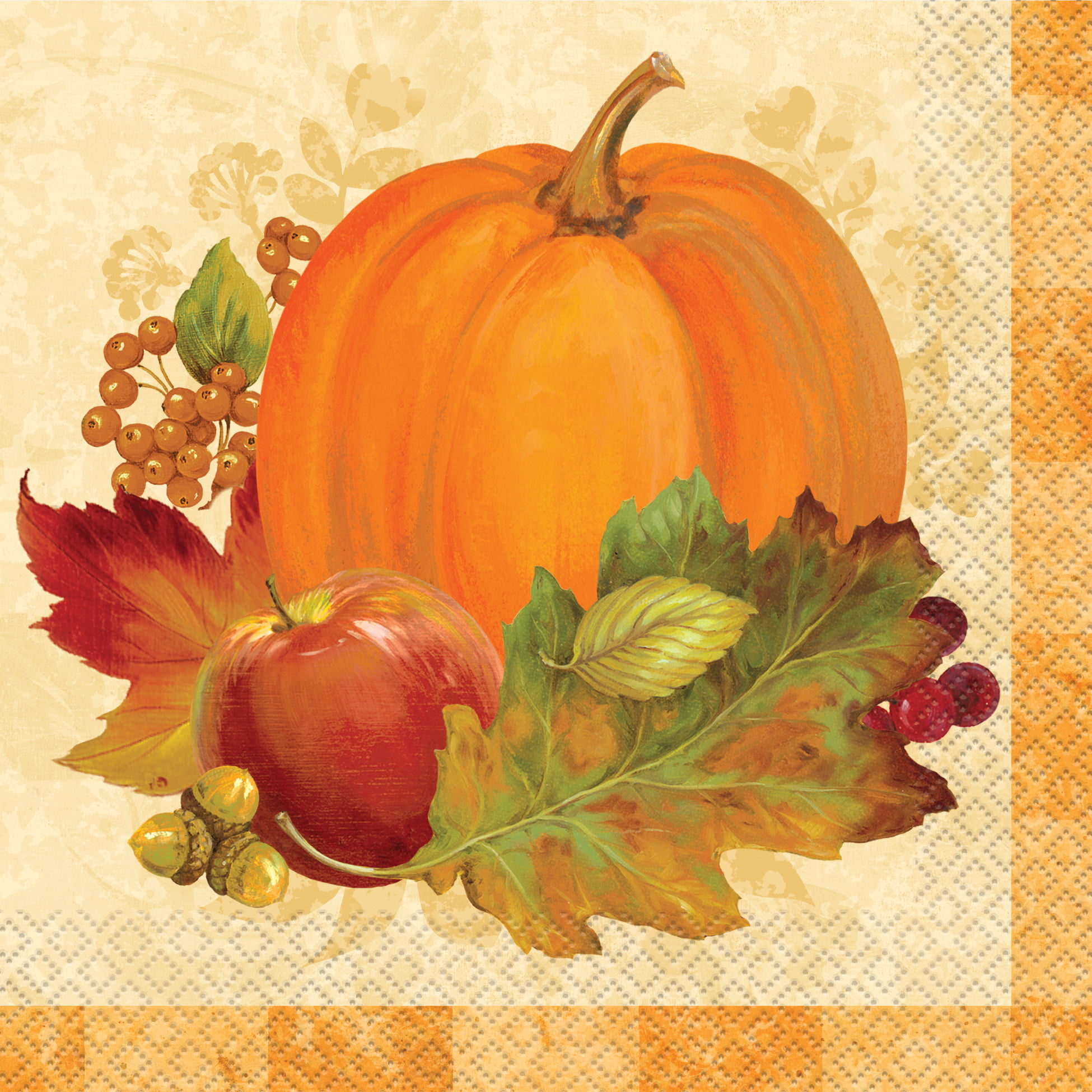 Paper Beverage Cocktail Napkins Fall Pumpkins Thankful 24 Count 