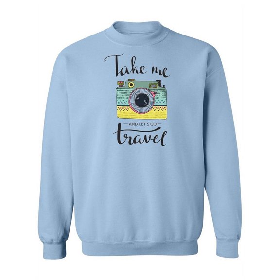 Let's Go Travel Vintage Camera Sweatshirt Women -Image by Shutterstock, Female Medium