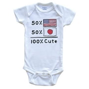 50% American 50% Japanese 100% Cute Japan USA Flags Baby Onesie, 0-3 Months White