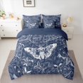 thumbnail image 2 of Castle Fairy Boho Animal Moth Bedding Comforter Set 7-Piece for Children Teenagers Adults,Blue White King Bedding Sets,Gothic Exotic Style Ultra Soft Bed Sheets,Lightweight Room Decor,Reversible, 2 of 8