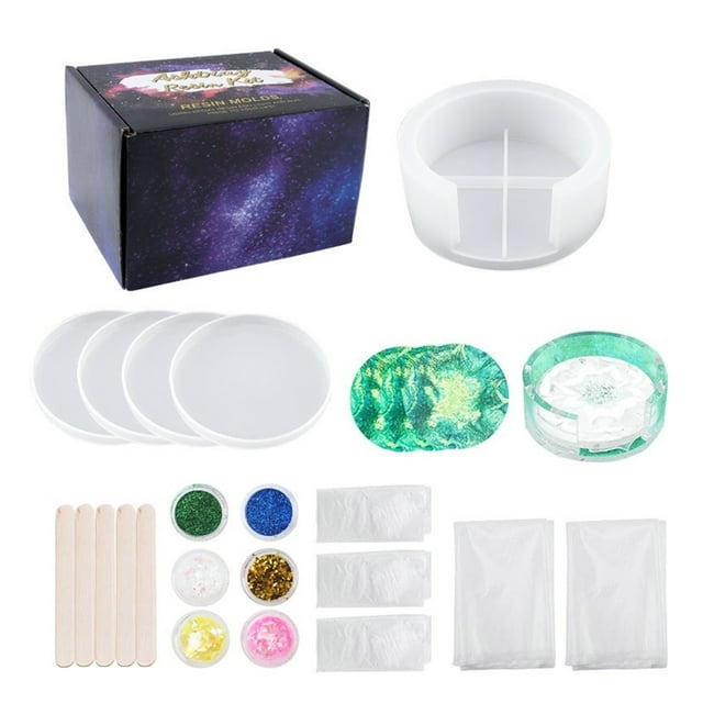 Resin Molds Kit Silicone Coaster Storage Box Mold Epoxy Resin Molds For Resin Coaster DIY Cups Mats Home Decoration For Resin Art, Resin Casting,Gifts ,Upgraded Material