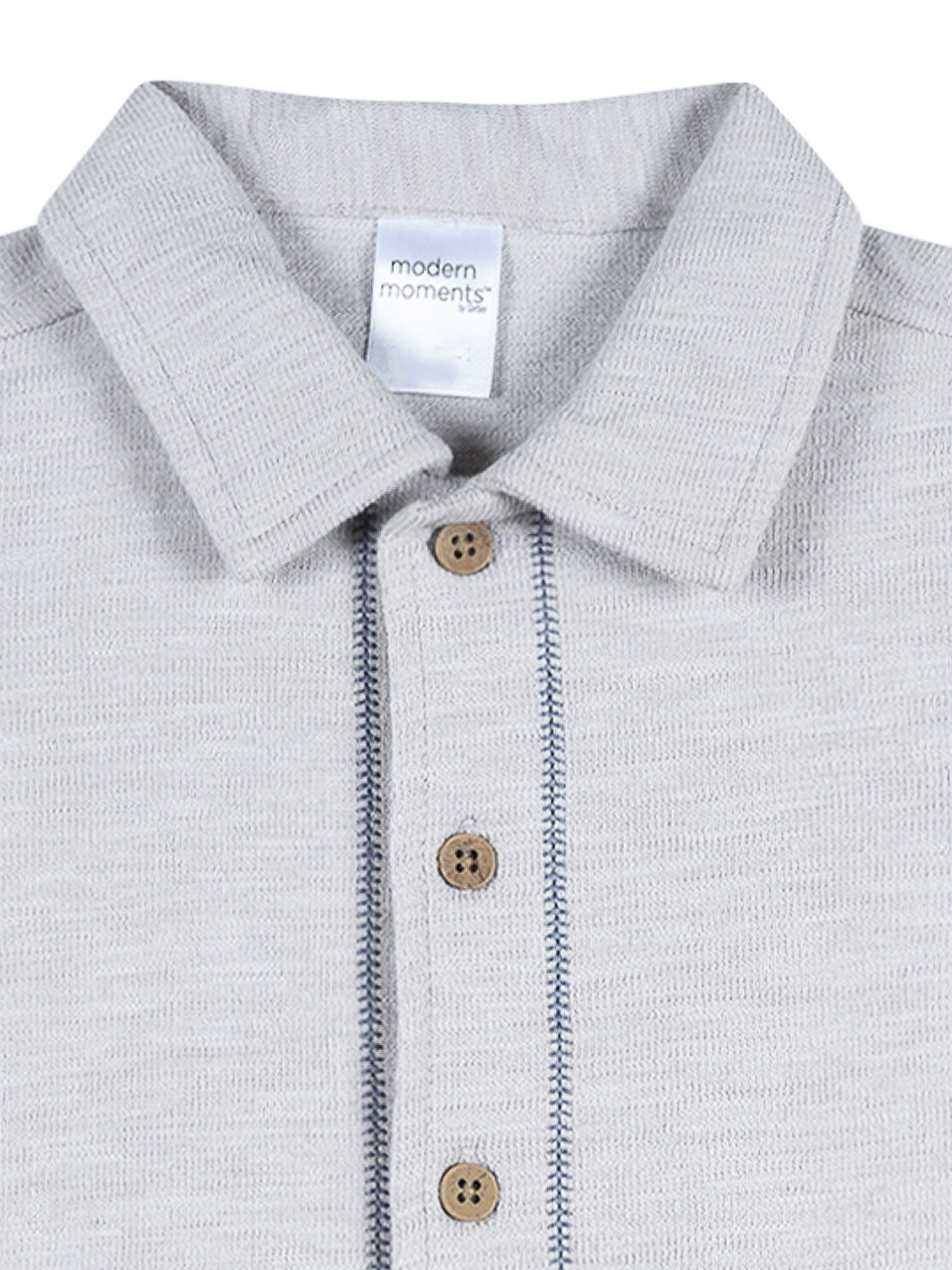 Modern Moments by Gerber Toddler Boy Button Front Shirt with Embroidery Set, 2-Piece, Sizes 12 Months - 5T
