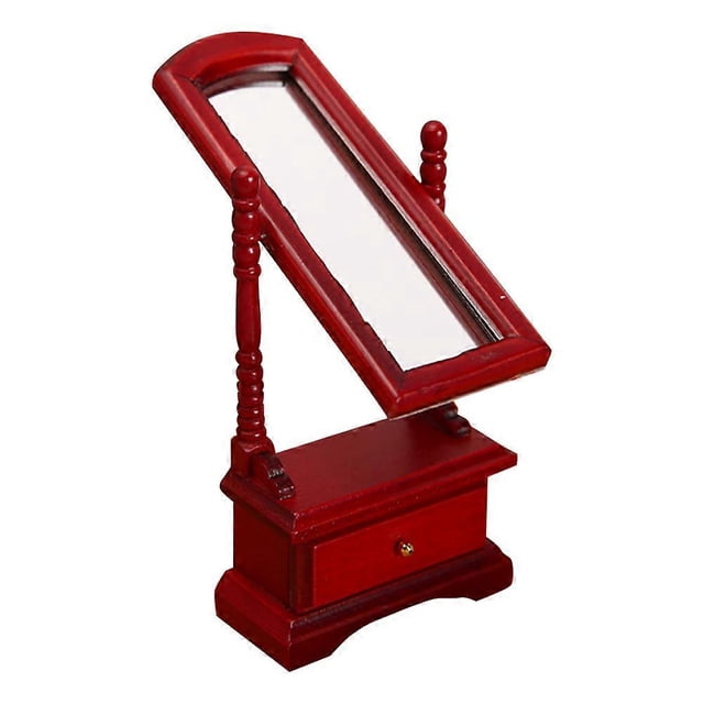 Kids Ornaments with Safe Plastic Material Red Color Full Length Mirror for Mini House Toy Gifts 7.5