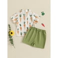 thumbnail image 5 of Toddler Baby Boy Easter Shorts Clothing Set 6 12 18 24 Months 2T 3T 4T Carrot Print Short Sleeve Button-up Bow Tie Shirt Elastic Waistband Shorts Outfits, 5 of 9