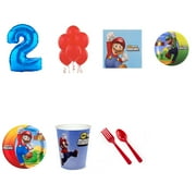 Super Mario Brothers Party Supplies Party Pack For 16 With Blue #1 Balloon