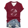 thumbnail image 5 of Women's Short Sleeve T-shirt Women'S Baseball Festival Solid Color Baseball Printed V Neck Short Sleeved Top,Red Women's Short sleeve T-shirt S, 5 of 6