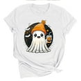 thumbnail image 4 of lcziwo Halloween Shirts for Women Cute Ghost Graphic Tees Fall Casual Short Sleeve Tops Cotton Comfy Tshirts, White, XXL, 4 of 6