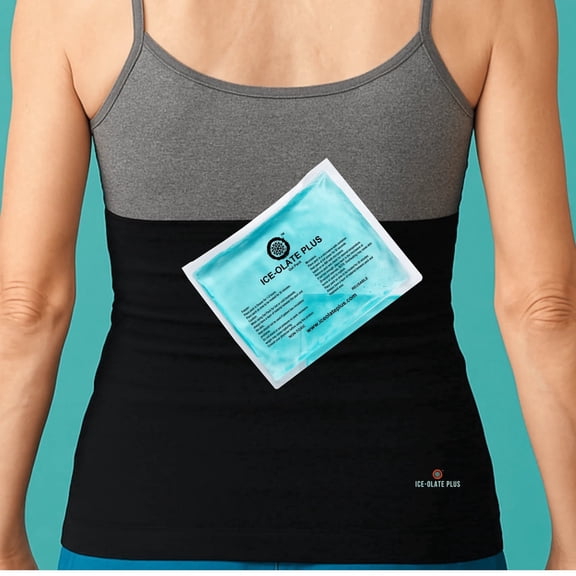 Back Support Brace with Reusable Hot & Cold Gel Pack, Adjustable Compression Back Wrap for Daily Support, Work, Exercise and Post-Workout Recovery - ICE-OLATE PLUS - S