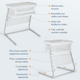 thumbnail image 2 of Cowiewie Baby Bassinets Bedside Sleeper, All Mesh Crib, Lightweight, 5 Height Adjustment, with Storage Bag, 2 of 7
