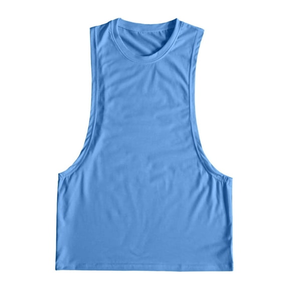 Afdoent Men's Tank Top Male Sleeveless Solid Vest Tops Casual Popularity Side Wide Fork Fitness Sports Garment Mens Loose Vest Comfortable