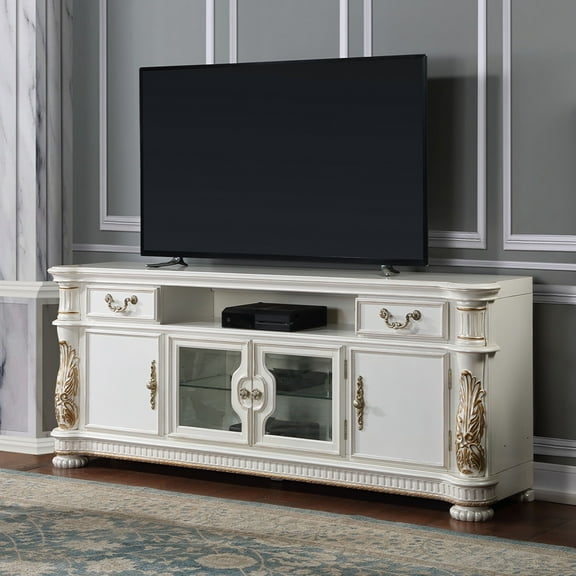 ACME Vendome TV Stand, Antique Pearl Finish
