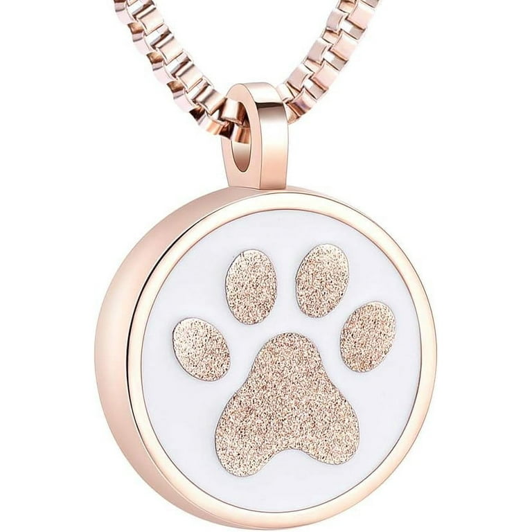Paw Cremation Jewelry Urn Necklace for Ashes for Pet, Paw Print