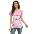thumbnail image 4 of Valentine Day Scrubs for Women Love Heart Print Short Sleeve Medical Nurse Uniform V Neck Plus Size Cute Nursing Top with Pockets Pink 2XL, 4 of 4