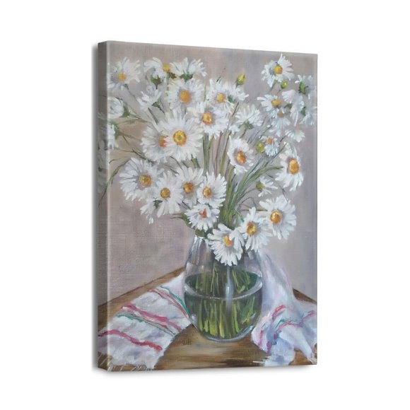 Décor de Fleurs Illuminez Votre Espace : Art Mural sur Toile pour Chambre et Salle de Bain - 12x16 Po.