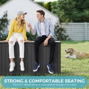 Bifanuo 150 Gallon Deck Box, Outdoor Storage Box, Large Waterproof Resin Indoor Storage Box with Built-in Steel Beams for Patio, Cushions, Pool Supplies