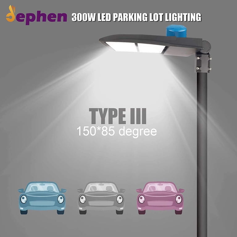 300W LED Parking Lot Light Dusk to Dawn Outdoor Commercial Shoebox Pole Fixture