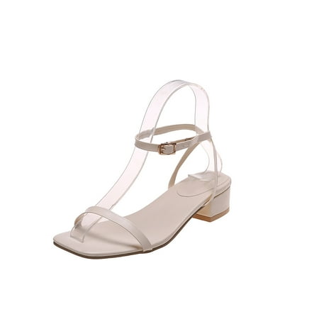 

SIMANLAN Lady Durable Ankle Strap Heels Summer Breathable Buckle Shoes Women s Holiday Lightweight Low Top Pumps