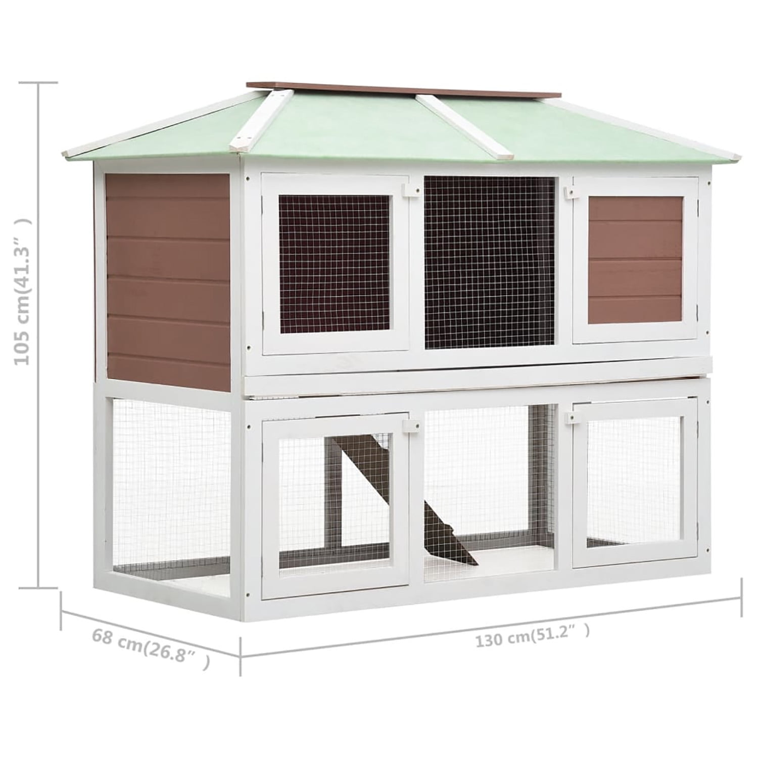 Pefilos 51" Outdoor Rabbit Hutch, Wooden Bunny House Double Floor Small Animal Pet Cage, Brown Pefilos 51" Outdoor Rabbit Hutch, Wooden Bunny House Double Floor Small Animal Pet Cage, Brown