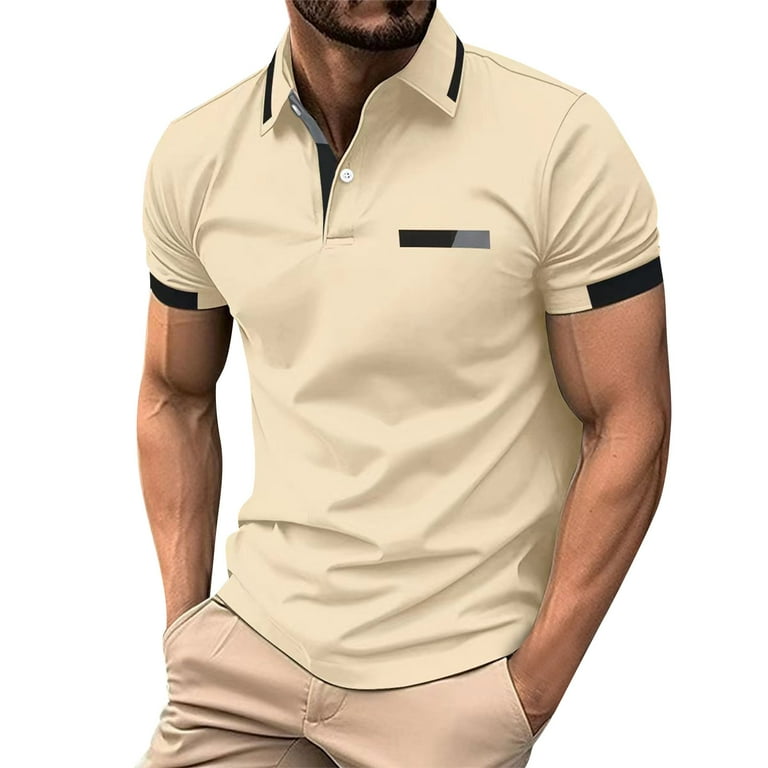 Mens Polo Shirts Mens Muscle Shirt Business Casual Shirts for Men Mens Shirts Mens Shirts Casual Men s Polo Shirts Short Sleeve Lapel Neck Lightweight Shirts Color Match Summer T shirt Walmart