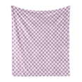 thumbnail image 1 of Abstract Soft Flannel Fleece Throw Blanket, Simple Print of Violet Tone Motifs in Monochrome on a Plain Background, Cozy Plush for Indoor and Outdoor Use, 70" x 90", Fuchsia and White, by Ambesonne, 1 of 5
