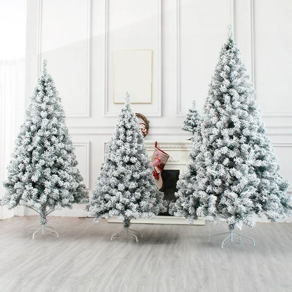 Christmas Tree 35.43inch White Artificial Christmas Tree Frosted Snow Flocked Christmas Pines Tree With Metal Stand And 200-Lush Branch Tips Easy Assembly for Indoor Outdoor Holiday Home Decor