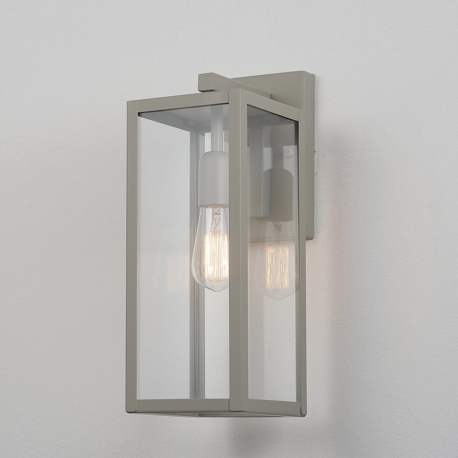 Globe Electric 1-Light Matte Gray Outdoor Indoor Wall Sconce Clear Glass Shade