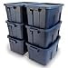 thumbnail image 2 of Rubbermaid Roughneck Tote 14 Gal, 6 Pack, Made in USA, Dark Indigo Metallic, Rugged Plastic Stackable Storage Bins with Lids and Handles, 2 of 5