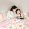 thumbnail image 4 of Feelyou Pink Groovy Flower Twin Bedding Sets 7-Piece for Girls, Rustic Daisy Floral Bedding Comforter Set, Vibrant Plant Reversible Sheet Sets, Microfiber Bedroom Decor, 4 of 7