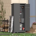 thumbnail image 5 of Marcree 72.8" Outdoor Broom Storage Cabinet, Metal Storage Cabinets for Cleaning Supplies with Slanted Roof, Utility Closet, Waterproof Outdoor Narrow Storage Shed, Broom Mop Storage Cabinet, Grey, 5 of 8