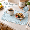 thumbnail image 7 of Ruffled Striped Rectangular Placemats, Washable Fabric Table Mats for Kitchen Dining Room, Boho Farmhouse Table Decor, Non-Slip Heat Resistant​, Blue, 7 of 7