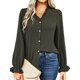 thumbnail image 1 of Cárdigan, Camisa de mujer de manga larga con cuello en V volantes botones elegante blusa informal Abanopi Verde/Grande, 1 of 7