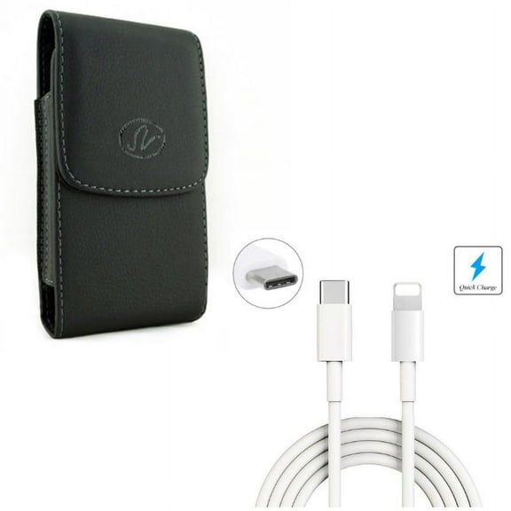 Type-C to iPhone 6ft USB Cable w Holster Leather Case Belt Clip N1J for iPhone 11 Pro Max
