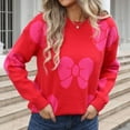 thumbnail image 4 of Bixock Women Fall and Winter Top,Women Sweater,Women's Fashion Round Neck Long Sleeved Bow Print Pullover Knitted Sweater, 4 of 4