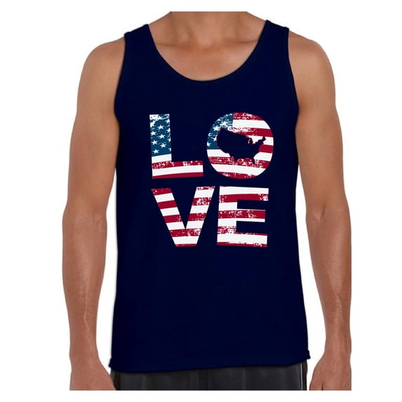 Awkward Styles American Flag Love Men Tank Top Made in the USA 4th of July Shirt for Men Patriotic Gifts Vintage USA Love Men Tank 4th of July Party 4th of July Top for Men Love USA