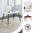 thumbnail image 4 of 5 Pieces Modern Dining Table Set, White Sintered Stone Tabletop Kitchen Table with 4 Black PU Leather Backrest Chairs, Dinner Table Set, 4 of 8