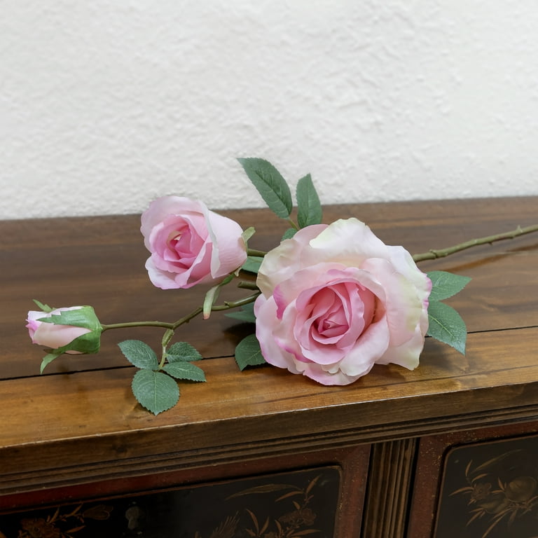 Mainstays 29.5-inch Artificial Silk Pink Rose Spray with 3 Heads