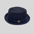 thumbnail image 4 of Mens Summer Fedora Cuban Short Brim Hat (Navy One Size), 4 of 5