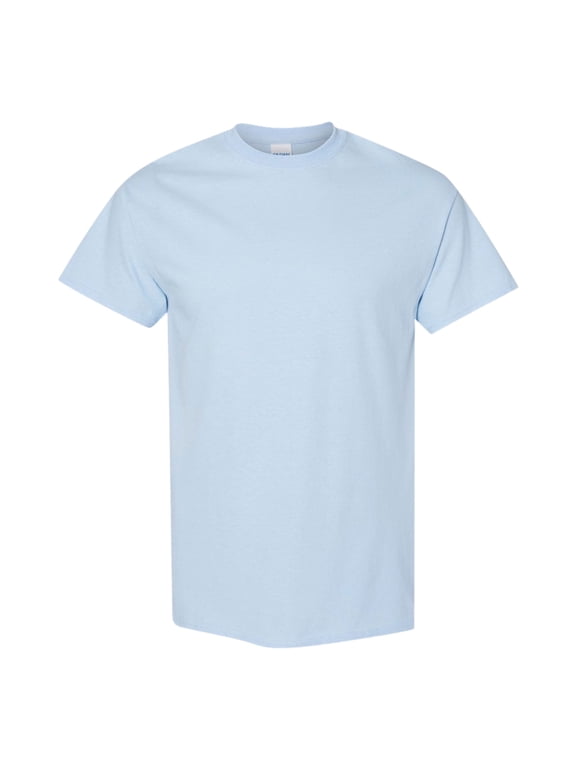 Unisex Heavy Short Sleeve T-Shirt 100% Cotton Classic Fit Plain Crew Neck Tee (Light-Blue, 2XL)