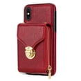 thumbnail image 4 of Allytech Case for iPhone XS Max, [Large Capacity] Wallet Case with Card Slots & Zipper Pocket, Premium PU Leather Metal Snap Kickstand Shockproof Case with Shoulder Strap, Red, 4 of 10